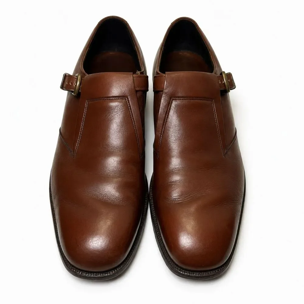 Johnston & Murphy Men's Size 10 Rich Brown Aristocraft Monk Buckle Dress Shoes